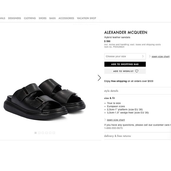Alexander McQueen Black Leather Hybrid Sandals - Picture 5 of 16